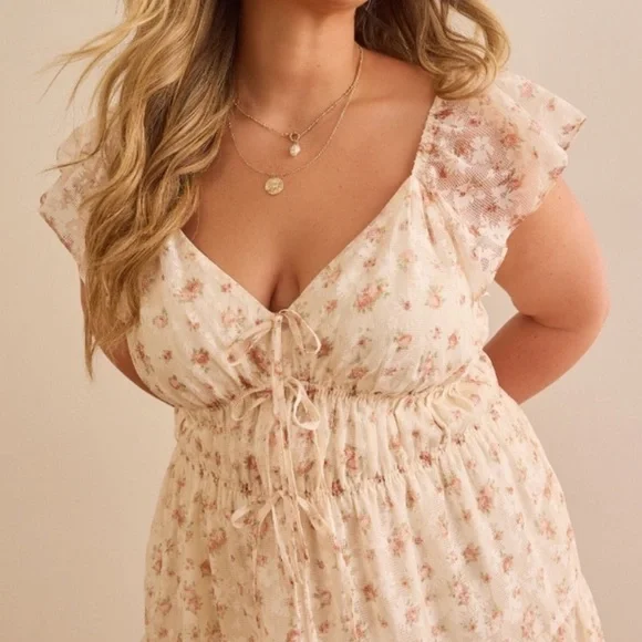 Arula Elisa Chiffon Double Floral Maxi Dress GORGEOUS NWT 0X - Picture 3 of 7